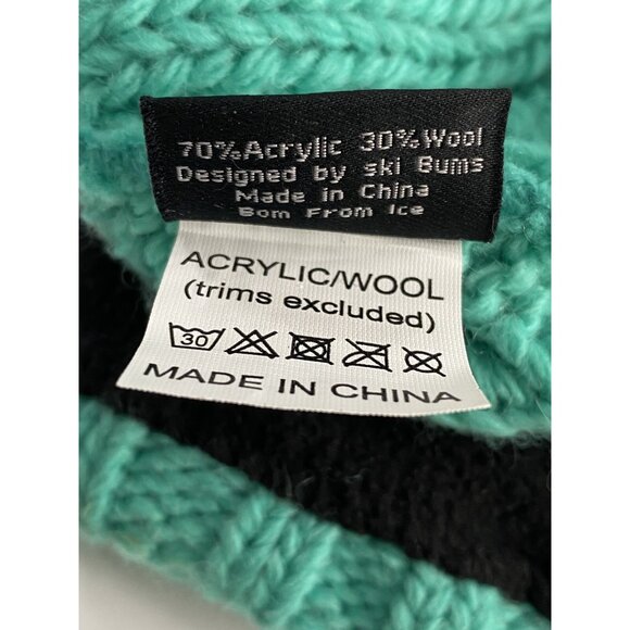 Ski The East Wool Blend Beanie Cable Knit Hat One Size Fits Most Green - Picture 8 of 11